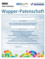 Patenurkunde für Wupperpaten in Wuppertal Patenurkunde für Wupperpaten in Wuppertal
