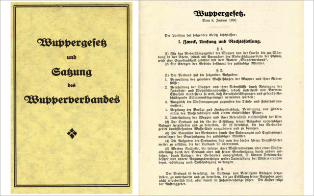 Titel Wuppergesetz und Satzung vom 8. Jan. 1930