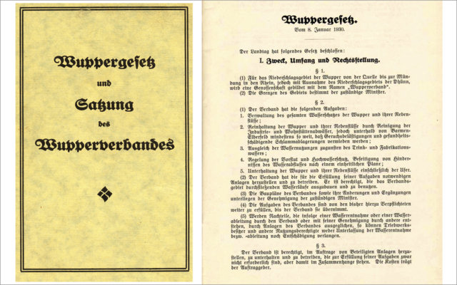 Titel Wuppergesetz und Satzung vom 8. Jan. 1930 Titel Wuppergesetz und Satzung vom 8. Jan. 1930