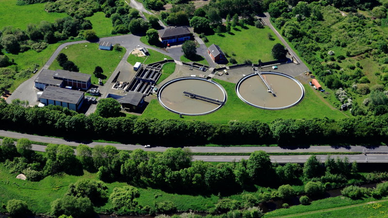 Bisherige mechanische Reinigungsstufe Wupperverband am Standort Leverkusen (Luftbild: Peter Sondermann)