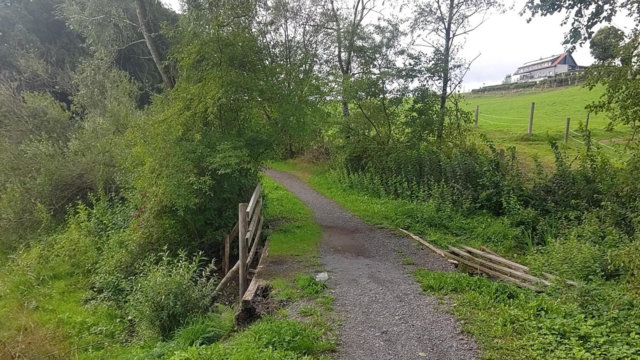 Holzbrücke an der Bever-Talsperre wird repariert